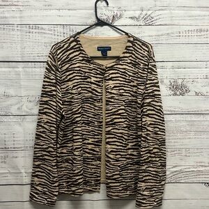 Karen Scott Animal Print Sweater - Black and Cream